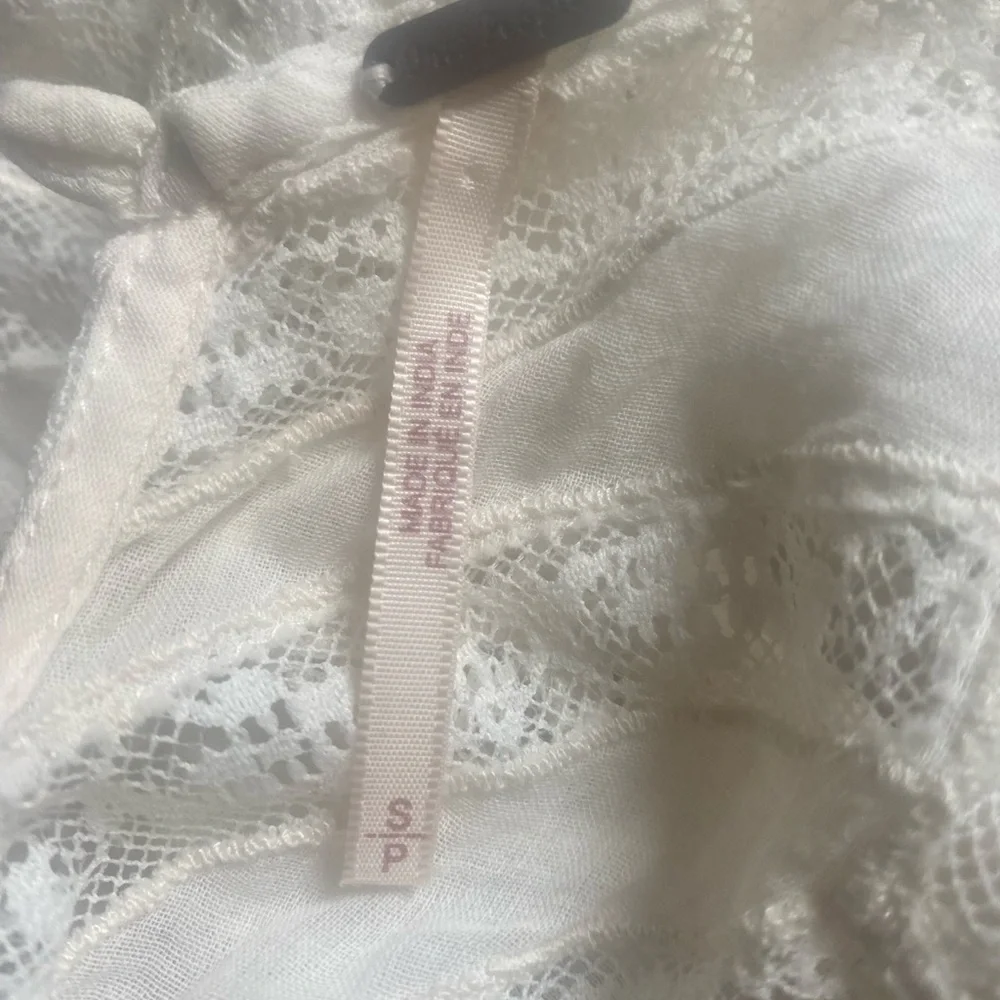 Free People Right in Time Ivory Lace Tunic Dress Ruffle Tier Size Small
